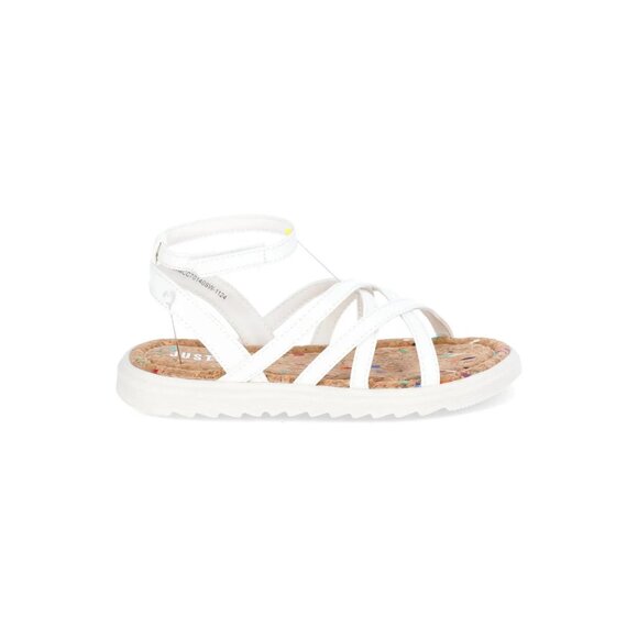 Justice Little Girl & Big Girl Strappy Sandal, Size 3, Open Toe, White, Medium - Picture 2 of 5